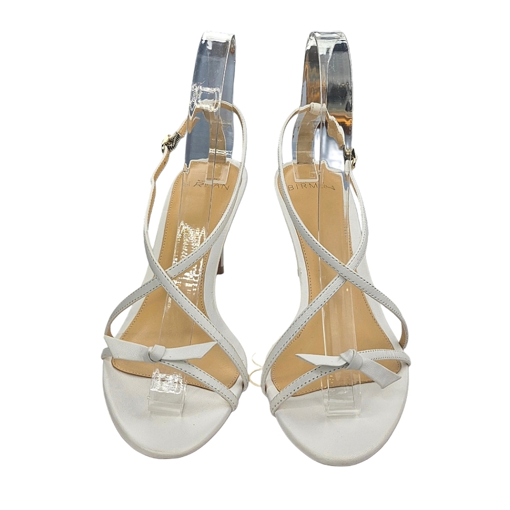 ALEXANDRE BIRMAN Strappy White Leather Stiletto Sandals